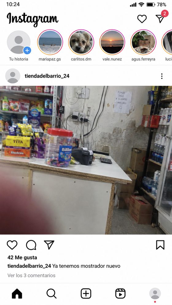 Publicación improvisada de una tienda de barrio